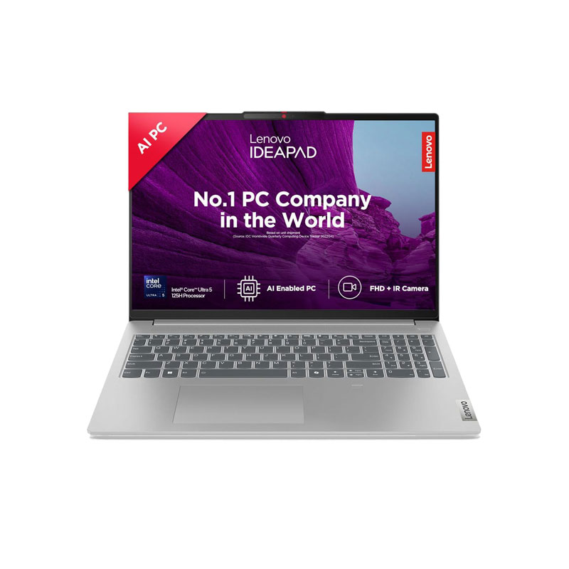 Picture of Lenovo IdeaPad Slim 5 -  Intel Core Ultra 5 125H 16" (40.64cm) 83DC007LIN Thin & Light Laptop (16GB/ 512GB SSD/ WUXGA IPS 300Nits/ Camera privacy shutter/ Anti-glare/ 100% sRGB/ Integrated Intel Arc Graphics/ Windows 11 Home/ Office 2021/ 1 Year Warranty/ Cloud Grey/ 1.8Kg)